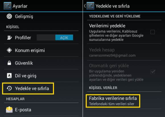 Android Telefonlarda Veriler Silinmeden Format Atma