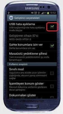 Geliştirici seçenekleri menüsünü göremiyorsanız