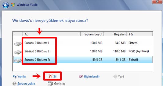 Windows bu diske yüklenemez,seçilen disk GPT bölümü stilinde,Windows bu sabit disk alanına yüklenemez