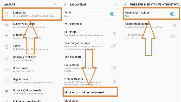 Telefonları Modem Olarak Kullanmak