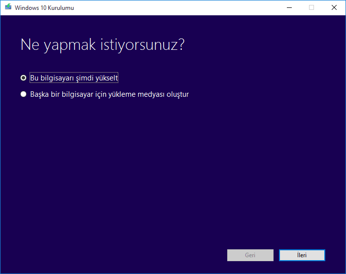 Windows 10 Yükleme Medyası Oluşturma