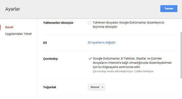 Google Drive Çevrımdışı Kullanma