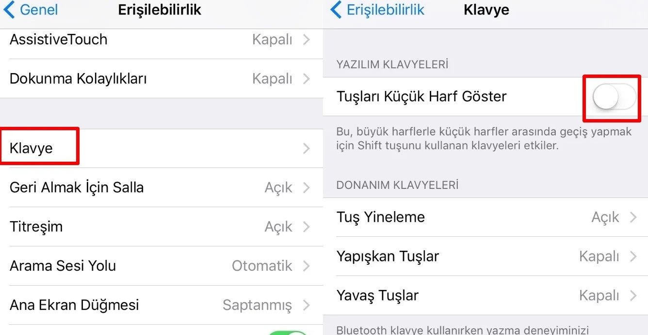 iPhone büyük harf sabitleme,iPhone küçük harfle başlama,Telefonda büyük harf nasıl yazılır