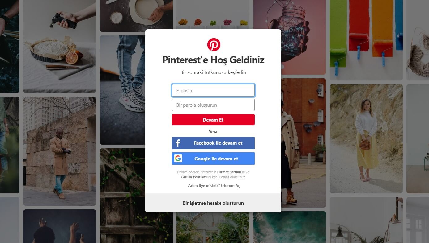 Pinterest kayıt