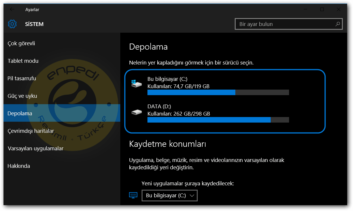 Windows 10 Akıllı Depolama