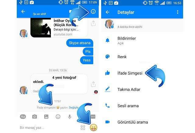 Facebook Messenger emoji kısa yolunu değiştirmek