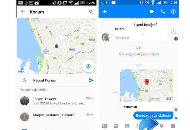 Facebook Messenger ile adres paylaşmak