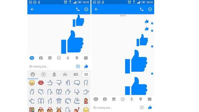 Facebook Messenger'da farklı boylarda simge kullanmak