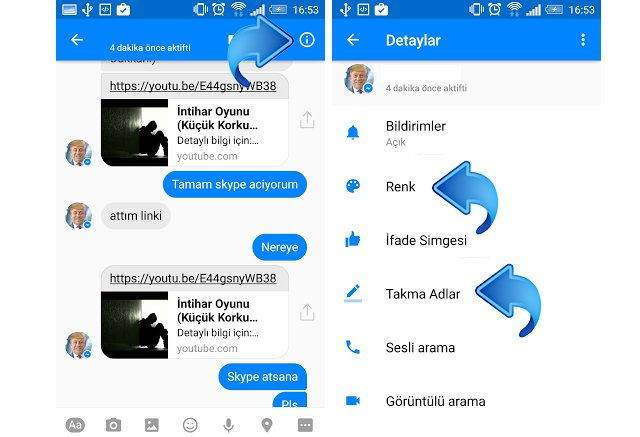 Facebook Messenger'da takma isimler takmak ya da renk değiştirmek