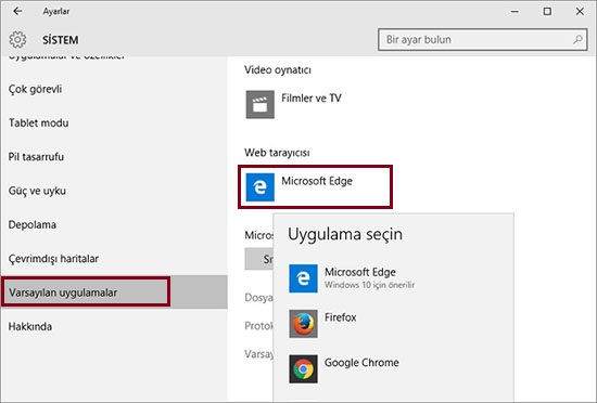 Windows 10′ da Varsayılan Tarayıcı Nasıl Değiştirilir3