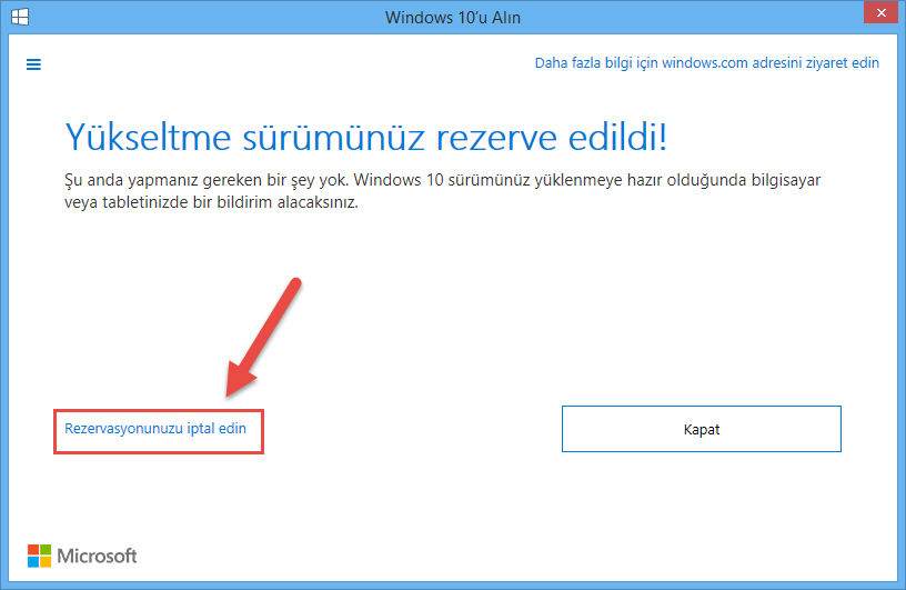 Windows 10 rezervasyonu nasıl iptal edilir-3