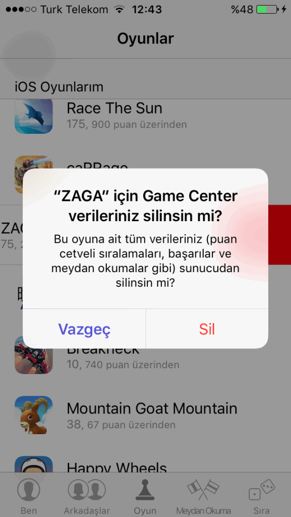 Game Center’dan Oynamadığınız Oyunları Kaldırın4