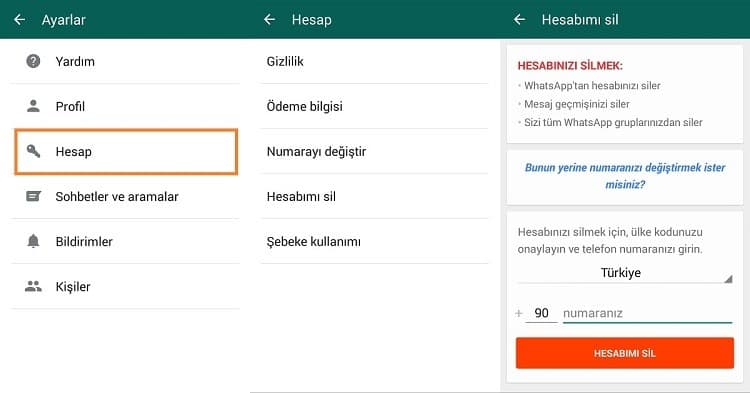 WhatsApp hesap silme,Whatsapp hesap kapatma