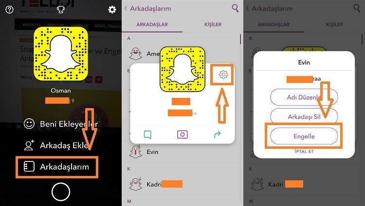 Snapchat Kişi Engelleme1