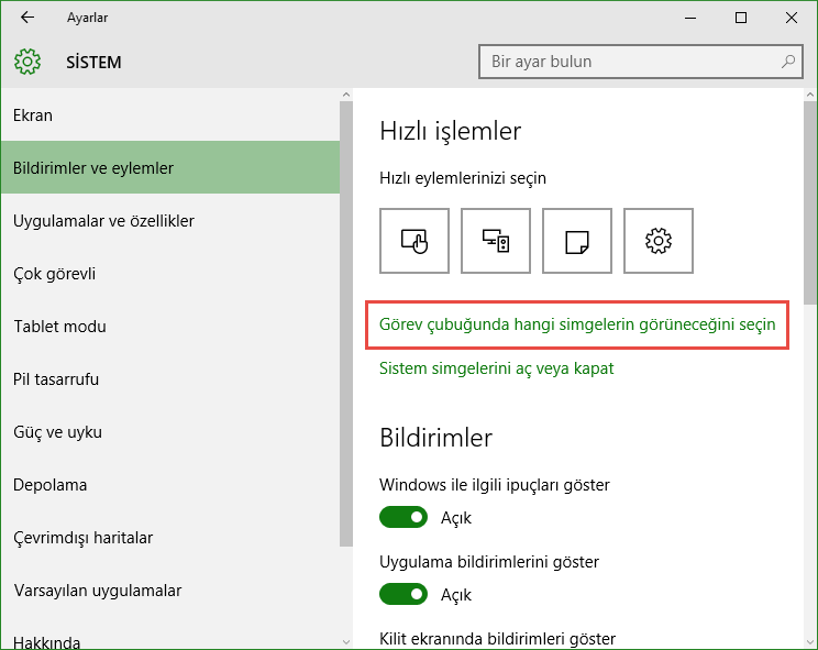 Windows 10 Görev Çubuğundan Bildirim Alanını Kaldırma