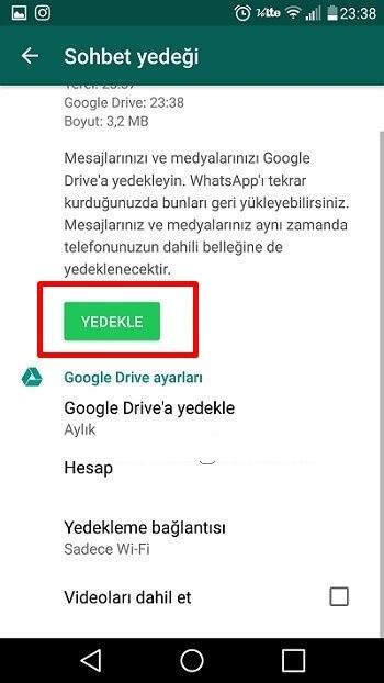 Whatsapp Sohbet Yedeği Alma2