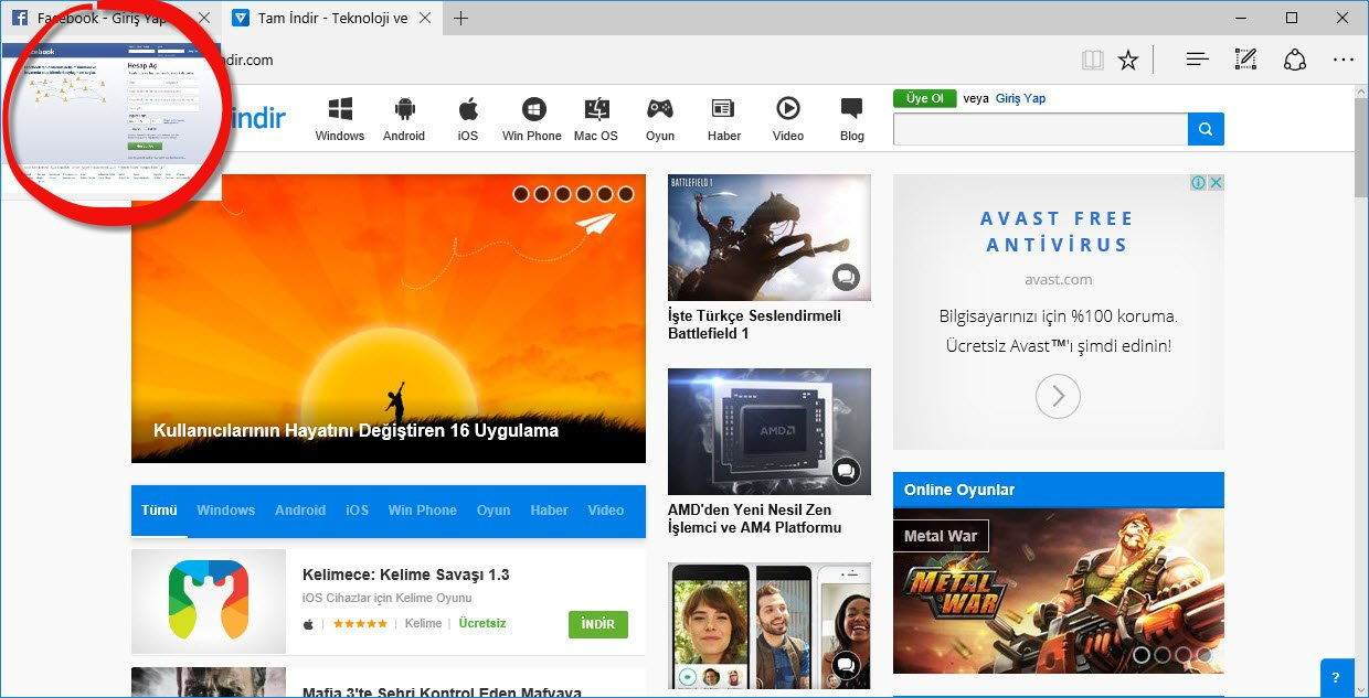 Microsoft Edge Sekme Önizlemesini Kapatma