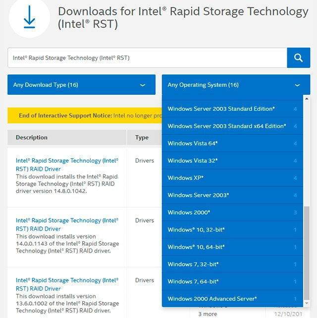 Intel Rapid Storage Tekonolojisi Sürücüsünü Yükleyin