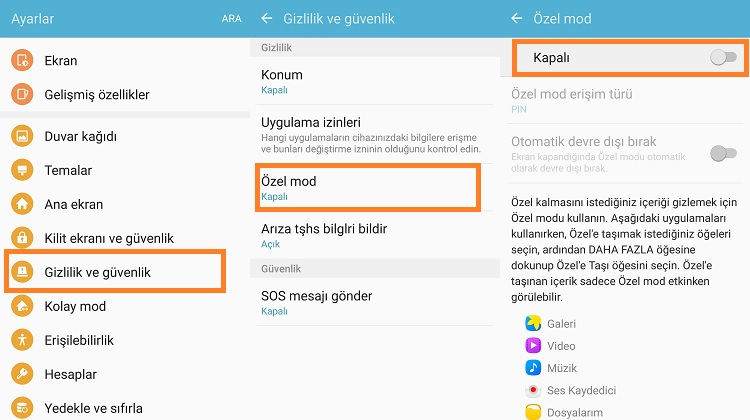 samsung-ozel-mod-ayarlar