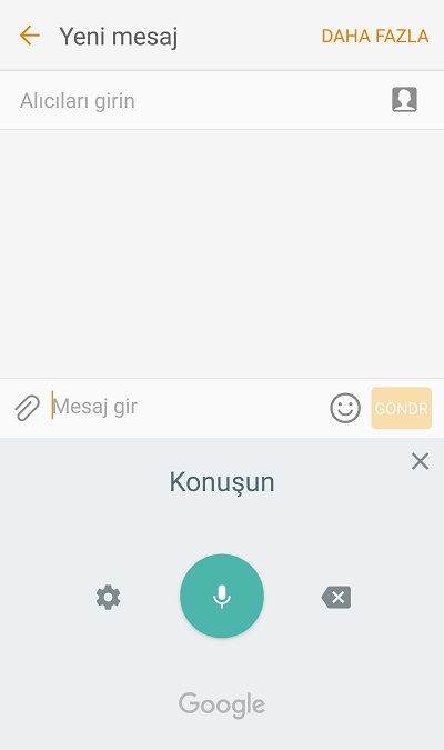 Android Telefonda Konuşarak Mesaj Yazma