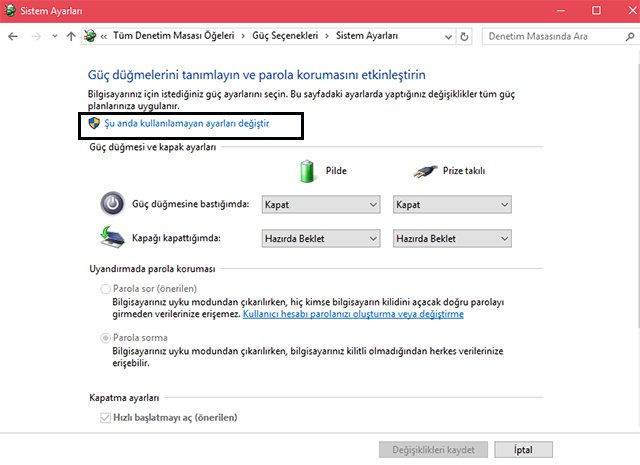 Bilgisayar Uyku Modundan Uyanırken Parola Sormasın