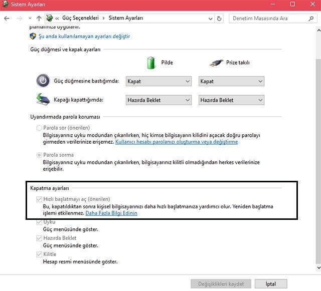 Bilgisayar Uyku Modundan Uyanırken Parola Sormasın