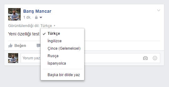 Facebook'da Birden Fazla Dilde Gönderi Paylaşmak