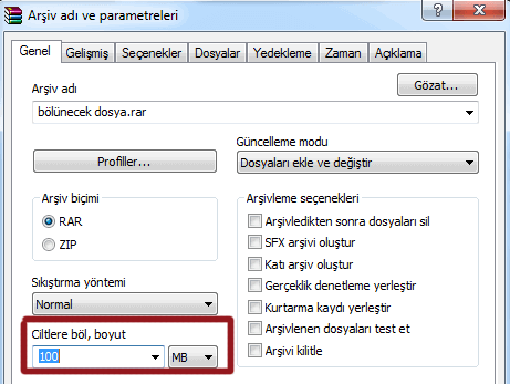 WinRAR ile Dosya Bölme İşlemi Nasıl Yapılır ?