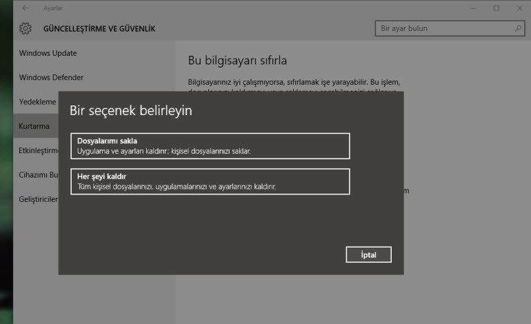 Windows 10'u Yeniden Yükleme6