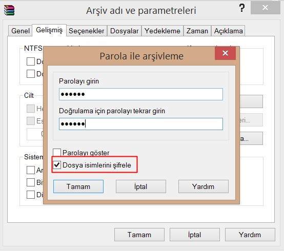 Parola ile arşivleme