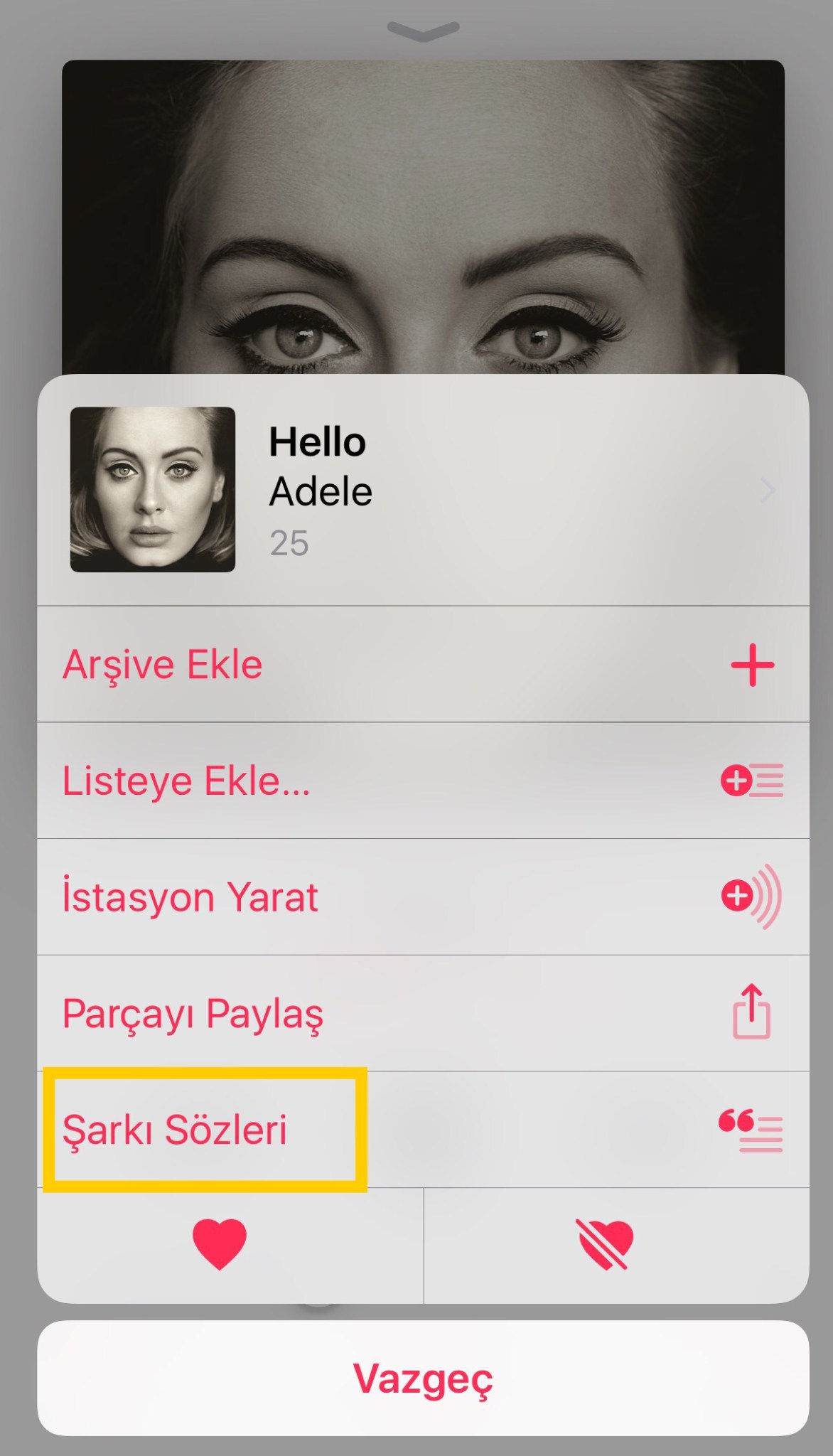 Apple Müzik Şarkı Sözlerini Gösterme