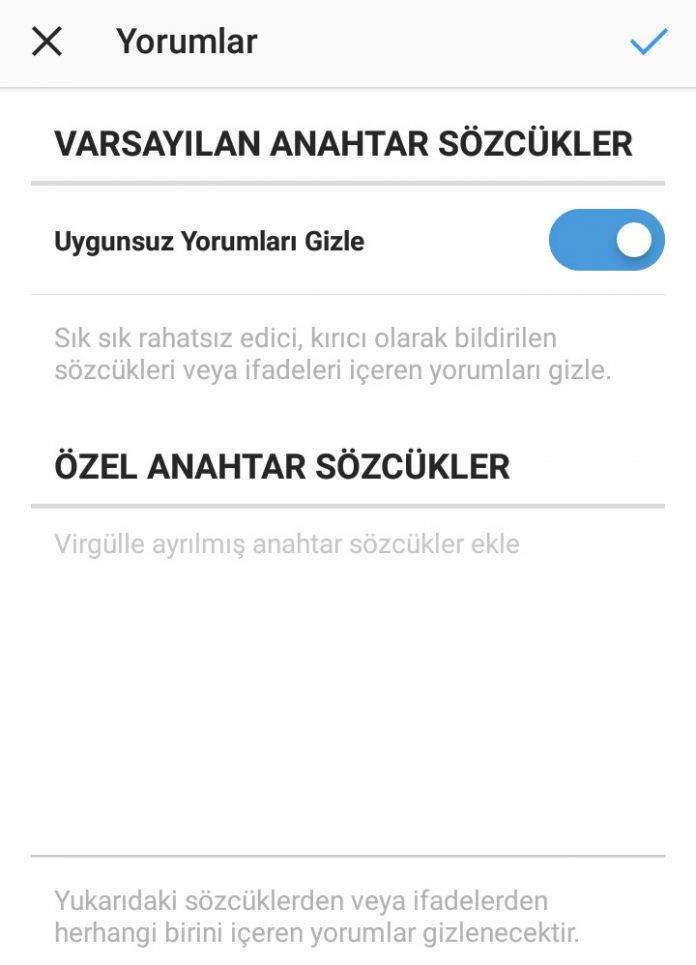 Instagram'da Yorum Kapatma ve Filtreleme