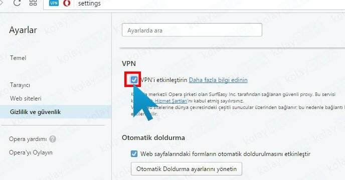 Opera VPN Bilgisayarda Nasıl Kullanılır