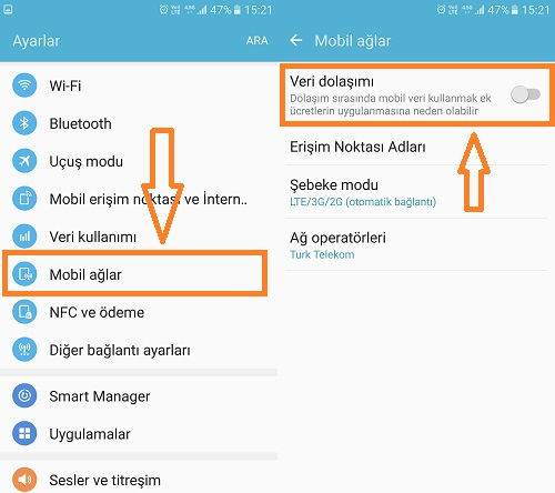  Android'de Veri Dolaşımı Nasıl Kapatılır ?