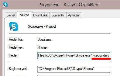 Aynı Bilgisayarda 2 Farklı Skype Oturumu Açma