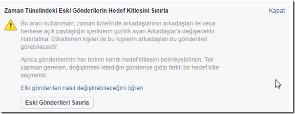 Facebook'da Eski Gönderileri Sınırlama