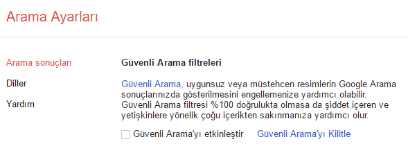 Google Arama Ayarları