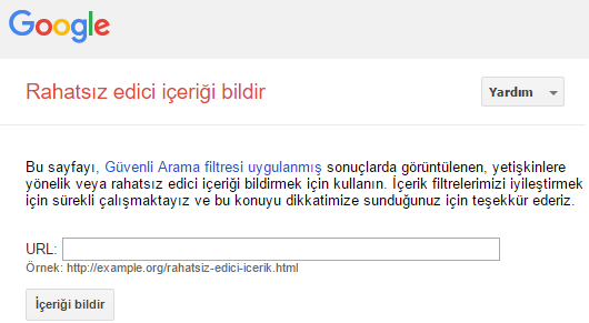 Google Rahatsız Edici İçerik Bildirme