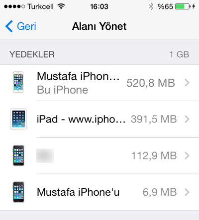 Icloud yedekleme
