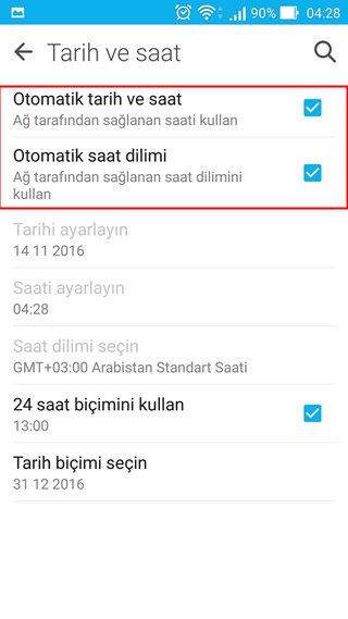 tarih ve saat ayarları