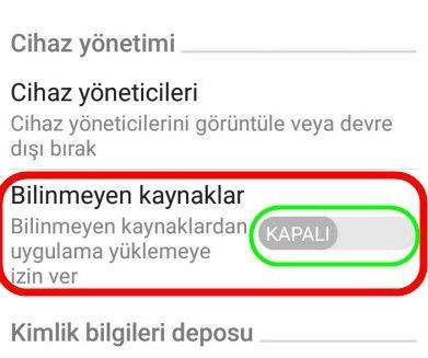 Android Bilinmeyen Kaynaklar Nasıl Etkinleştirilir ?