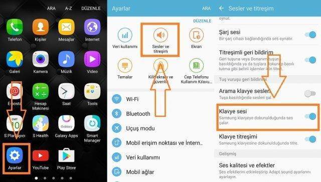 Samsung Telefonlarda Klavye Sesini Kapatma