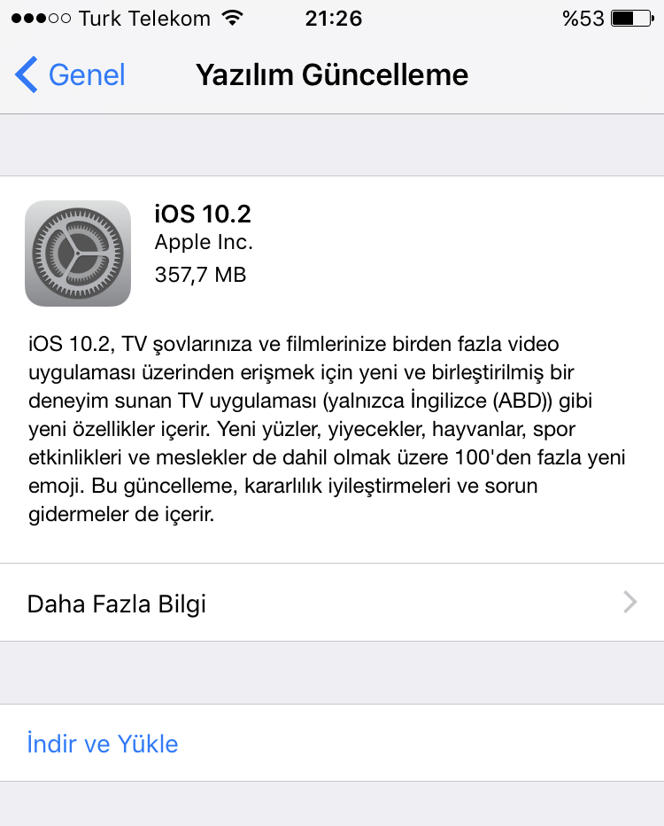 iOS 10.2 Yayınlandı !