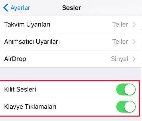 iPhone Klavye ve Kilit Sesini Kapatma