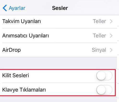 iPhone Klavye ve Kilit Sesini Kapatma