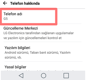 Android iPhone'da Telefon Adı Değiştirme