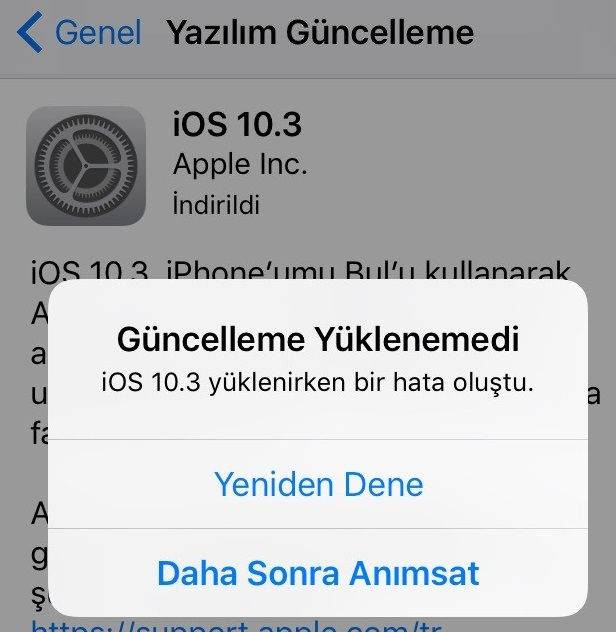 Iphone 8 yazılım güncelleme butonu yok