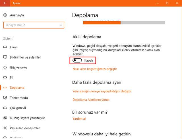 7 Adımda Windows 10 Fazladan Depolama Alanı Kazanma