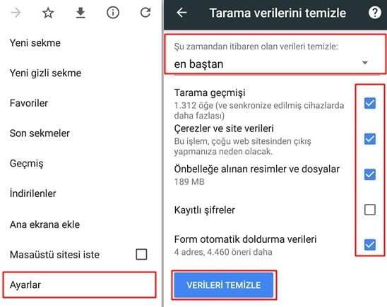 android chrome geçmişi görme