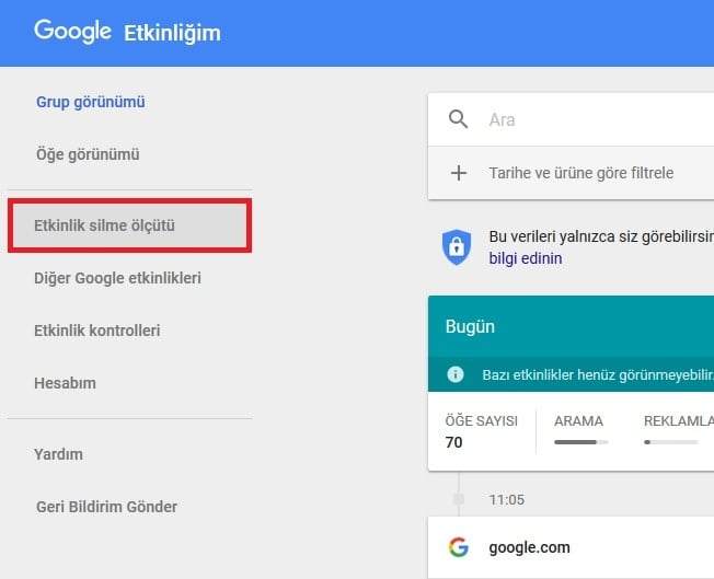 Tüm Google Etkinliğini Silme Nasıl Yapılır